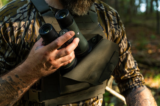 The Bino Pouch side-access MOLLE bino pouch by Wayward Ridge in Ranger Green