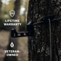 Wayward Wire ultralight pocket bow hanger collapsed in hunter's palm showing 3.7oz weight